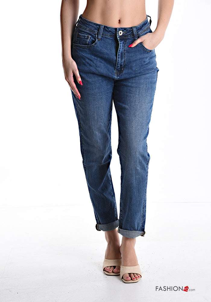 Jeans mit Taschen und Reißverschluss gerader Schnitt