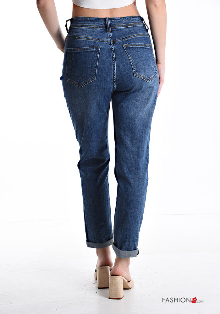 Jeans mit Taschen und Reißverschluss gerader Schnitt