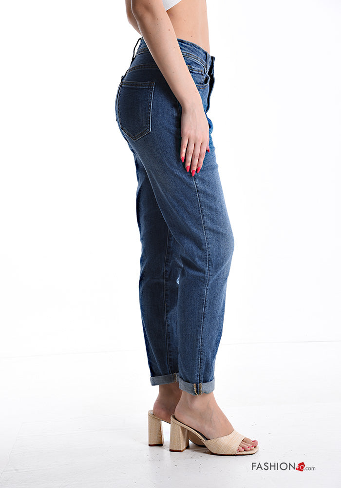 Jeans mit Taschen und Reißverschluss gerader Schnitt