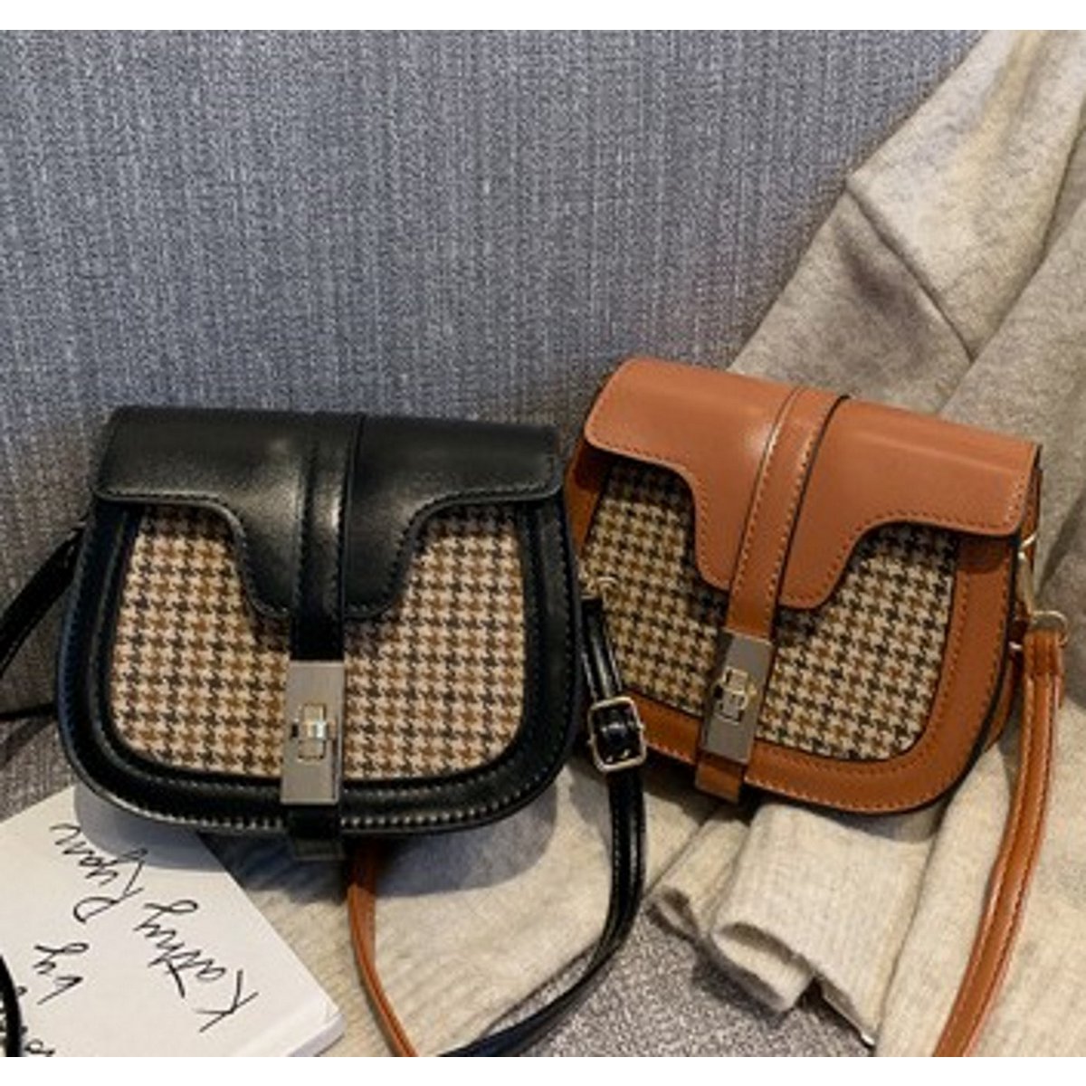 AnBeck karierte kleine Handtasche braun oder schwarz