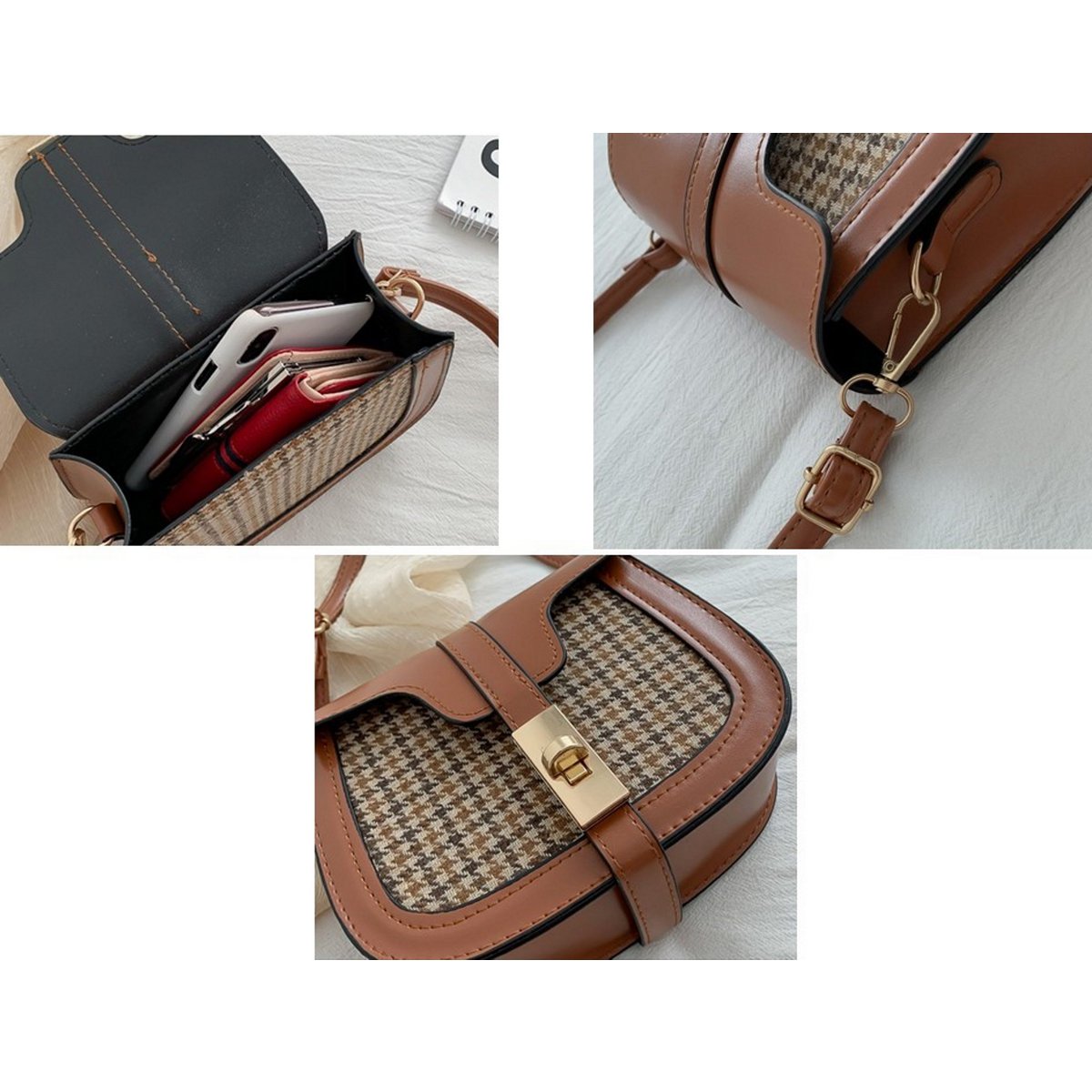 AnBeck karierte kleine Handtasche braun oder schwarz
