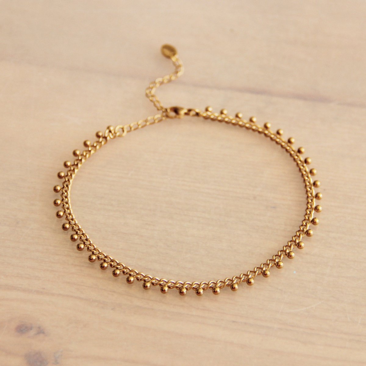 Fußkettchen aus Edelstahl mit Kugeln Gold