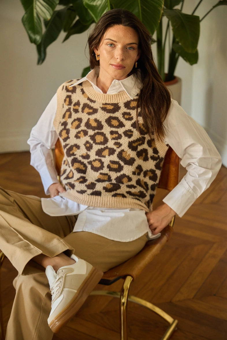 Pullunder Leo Look beige braun