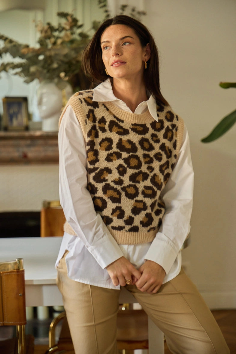 Pullunder Leo Look beige braun