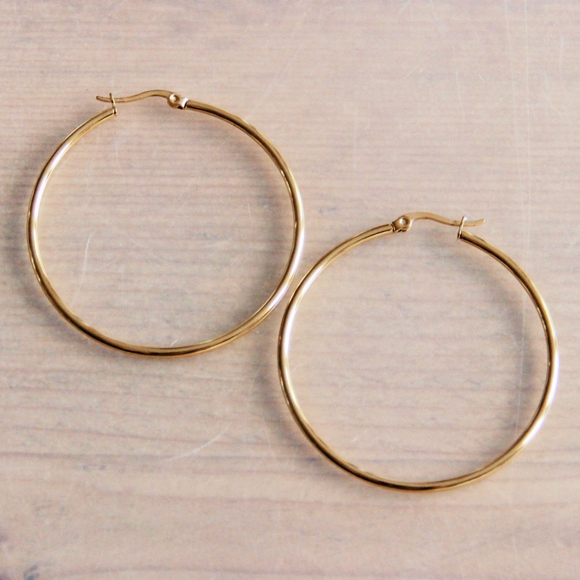 Creolen Ohrringe reifen Edelstahl 50mm goldfarben