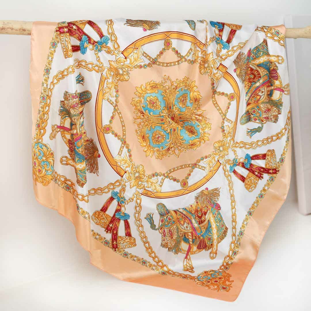 Satin Bandana Schal Pfirsich Türkis