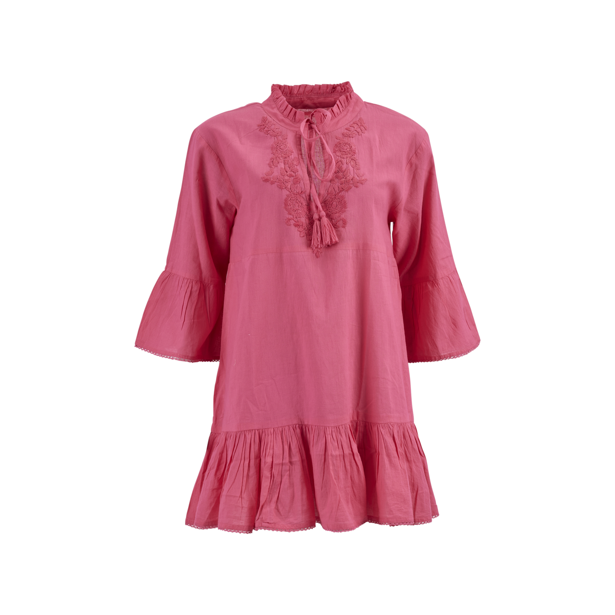 Strandkleid mit Stickereien am V-Ausschnitt