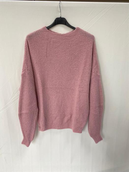 Strickpullover rosa Stehkragen