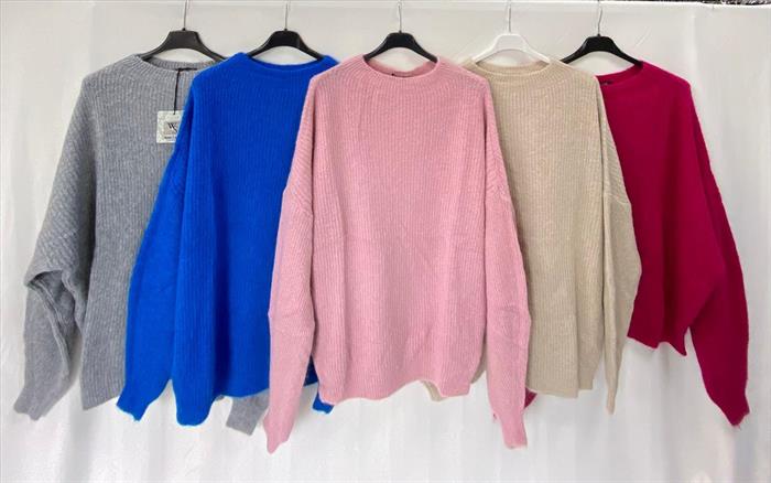 Strickpullover rosa Stehkragen