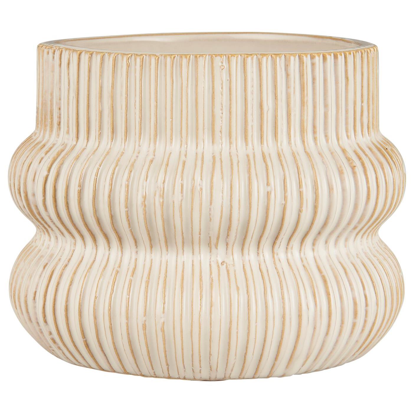 Topf mit Rillen Distressed weiß