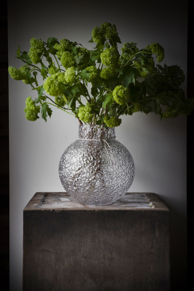 Glasvase rund Glas mit Struktur Höhe 30cm ERNST