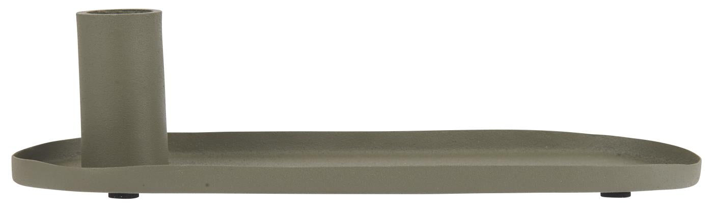 Kerzenhalter für Stabkerze oval staubig grün Metall