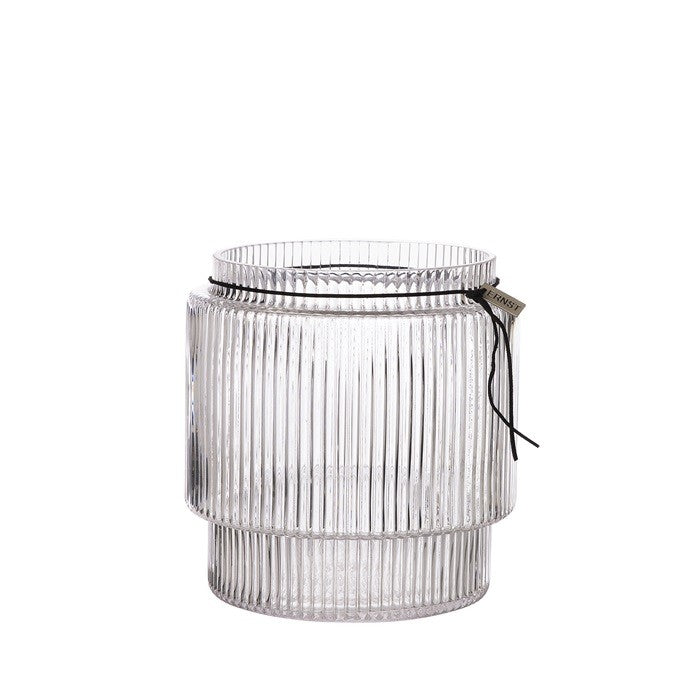 Glasvase / Kerzenhalter mit Geriffelter Struktur H20 cm