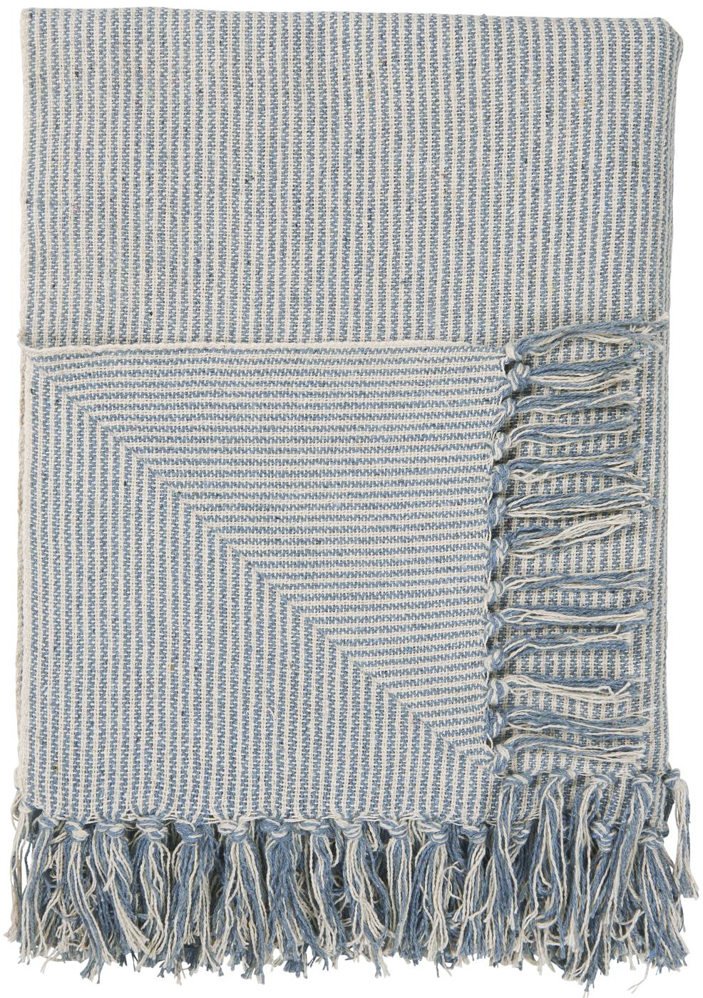 Plaid creme/hellblau gestreift Ib Laursen