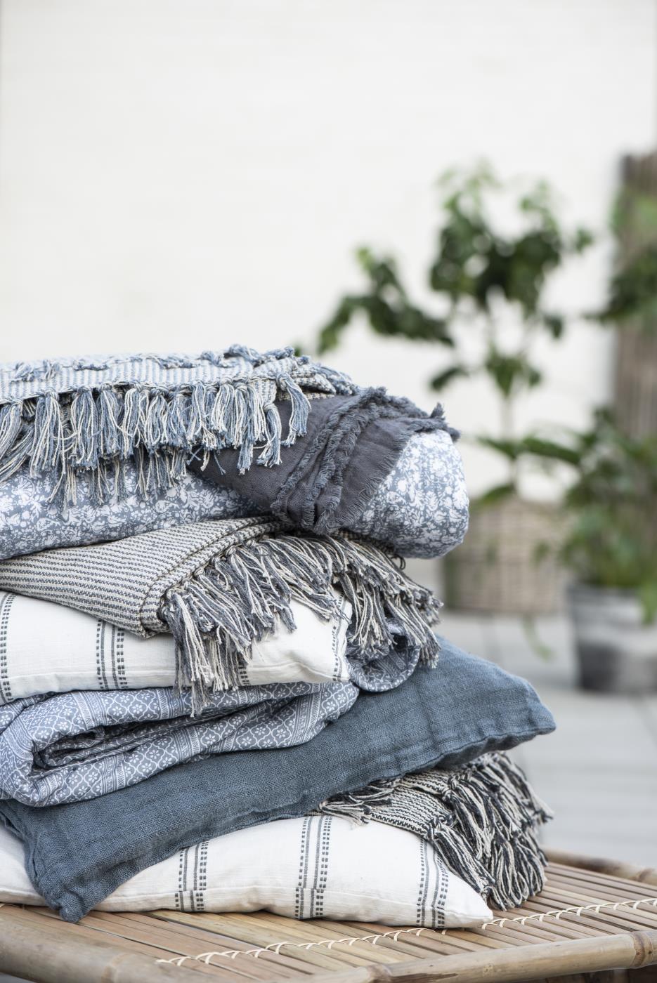 Plaid creme/hellblau gestreift Ib Laursen