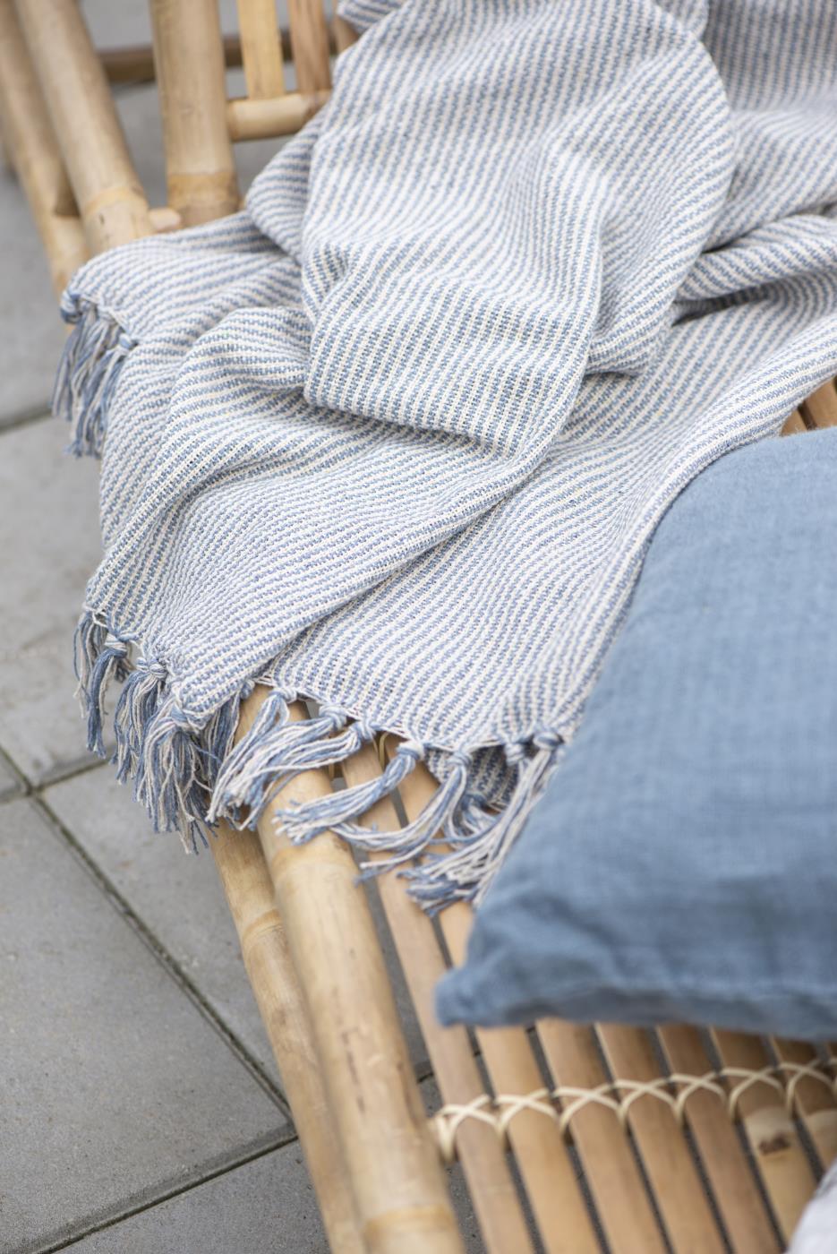 Plaid creme/hellblau gestreift Ib Laursen