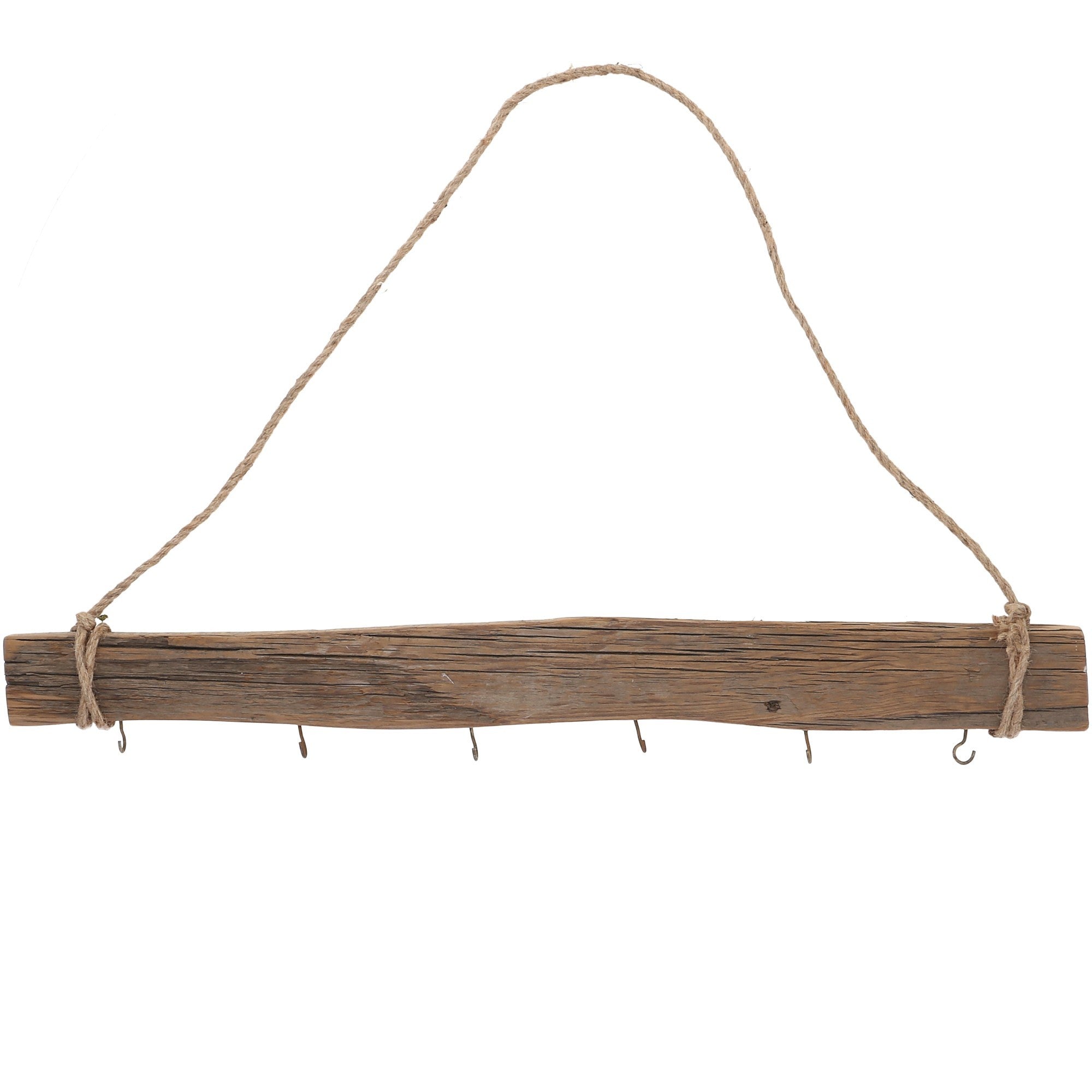 Holz Brett mit 6 Metallhaken und Juteschnur zum Hängen