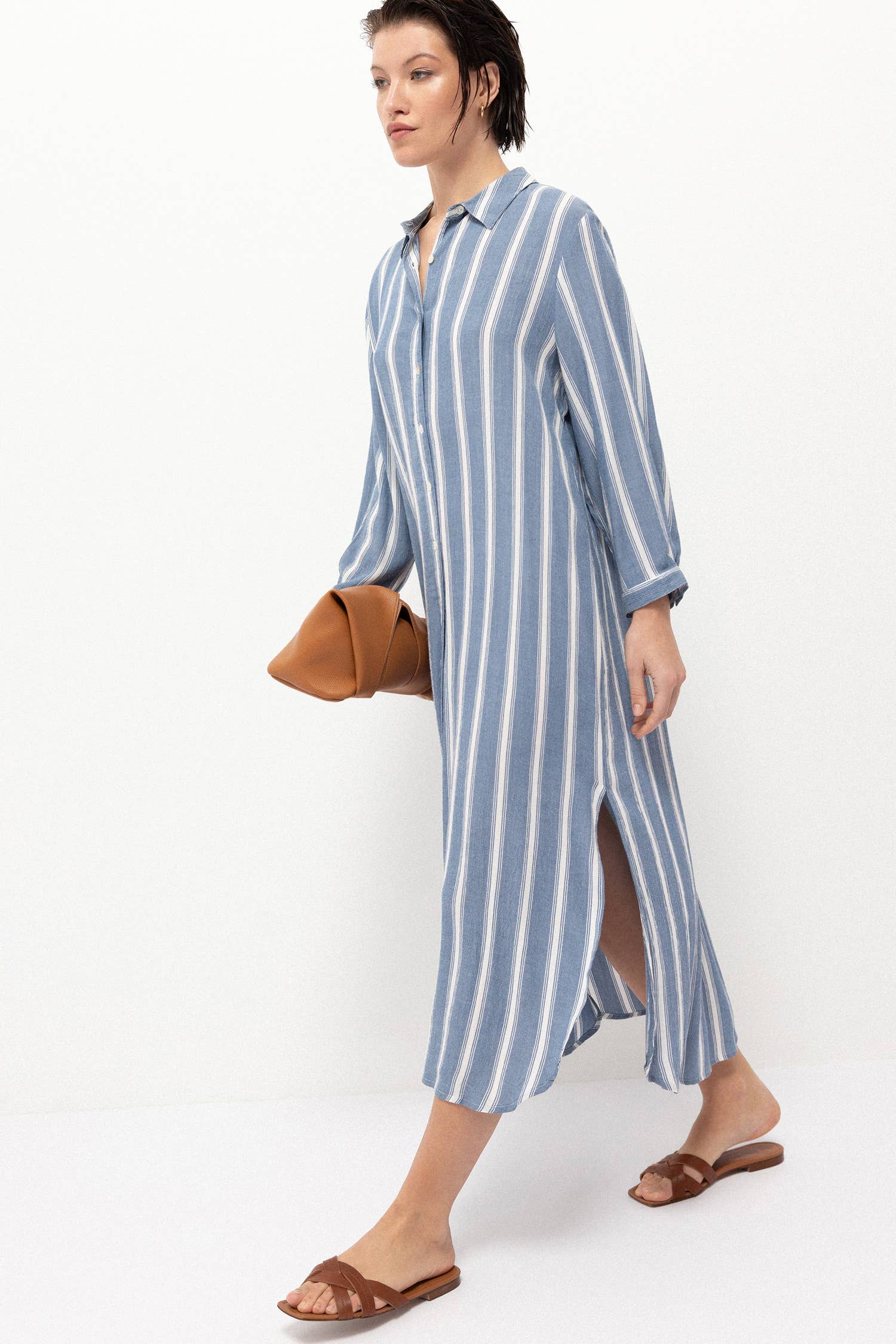 Gestreiftes Hemdkleid (402458-273): M