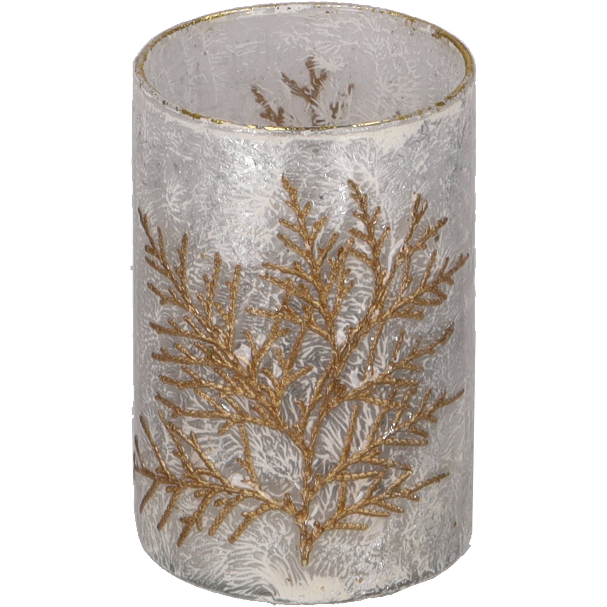 Glas Windlicht Ziprus, D7cm, H10cm, Gold