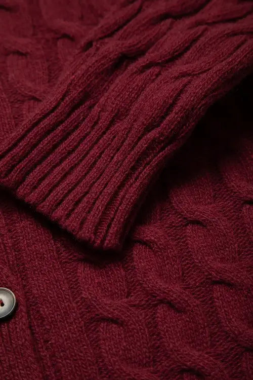 Cardigan mit Zopfmuster bordeaux