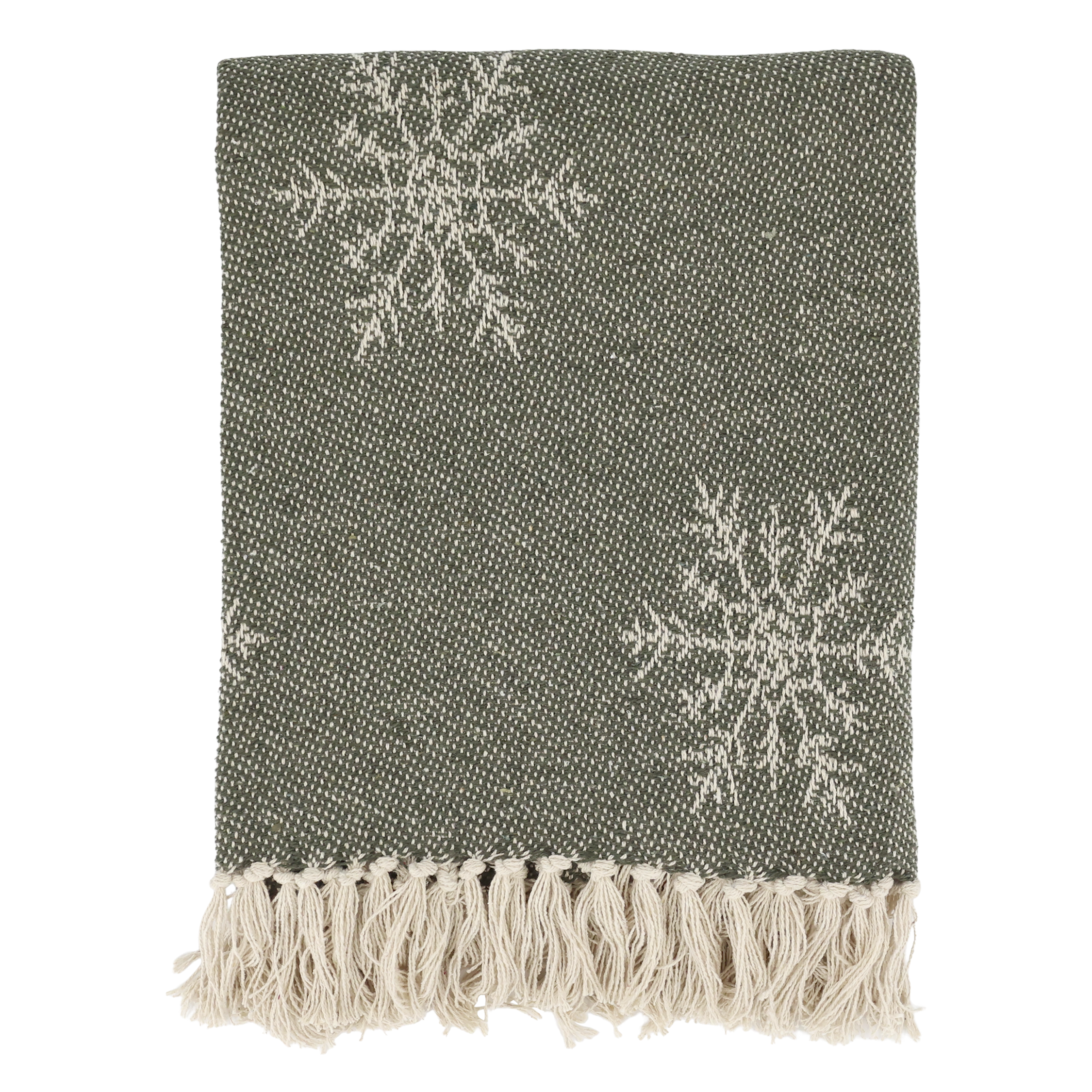 Zauberhaftes Plaid mit Eiskristallen olive