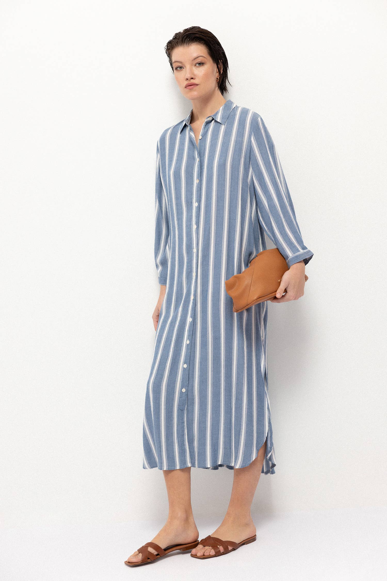 Gestreiftes Hemdkleid (402458-273): M