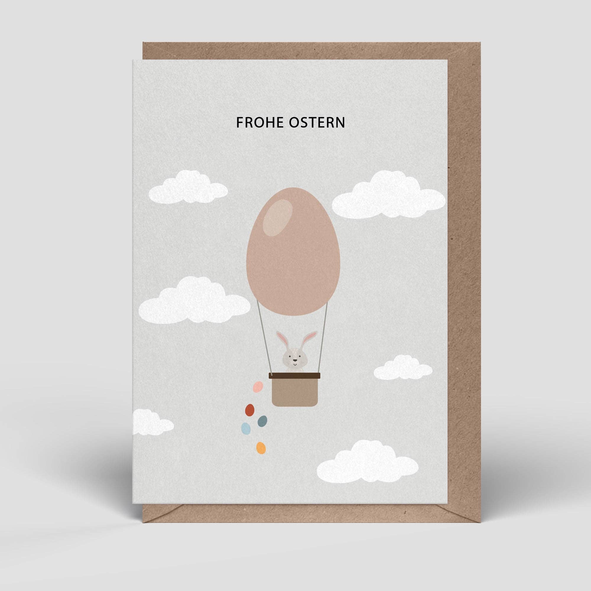 Klappkarte - Osterkarte - Hase im Ballon - Nr. 268
