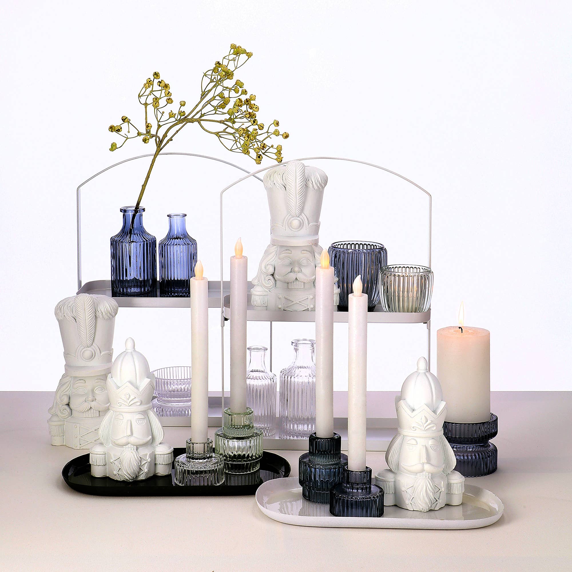 Glas Teelichthalter Jamie, 2 Farben, D9cm, H7cm,