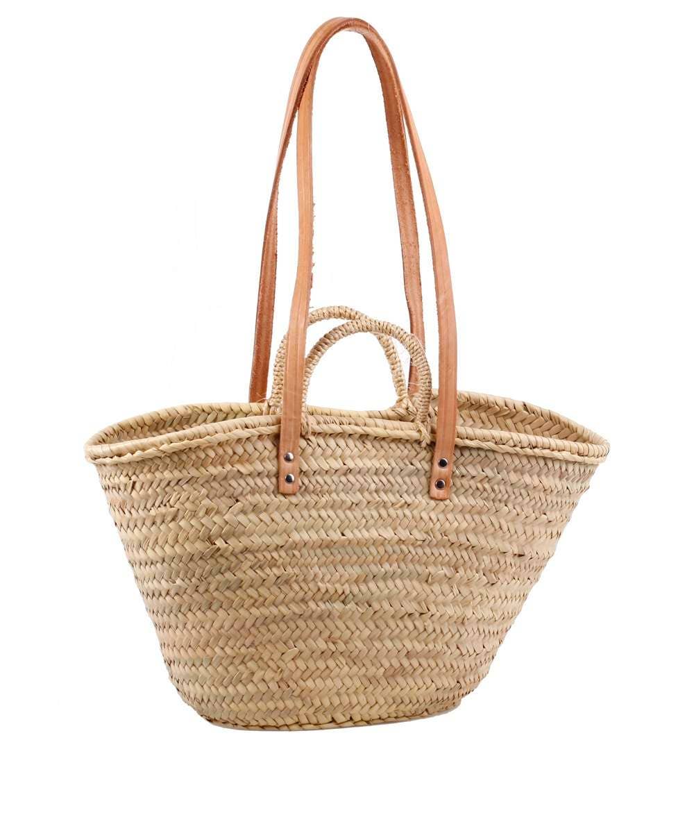 Korb- PALMTRAGEKORB, SCHULTERGURT AUS LEDER,