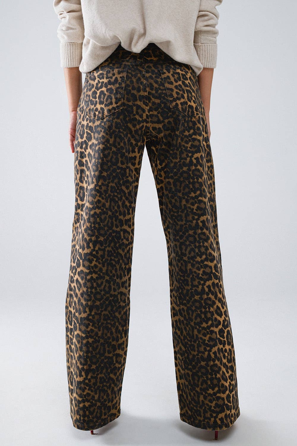 Leopardenmuster-Jeans mit geradem Bein
