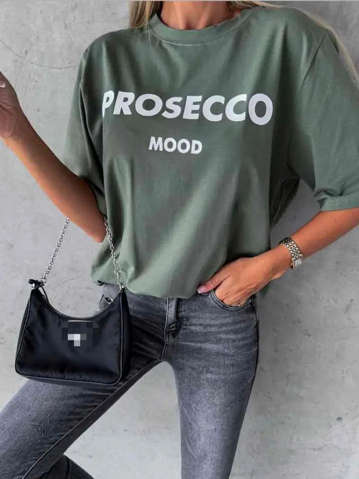 Bedrucktes T-Shirt aus Baumwolle -Prosecco Mood