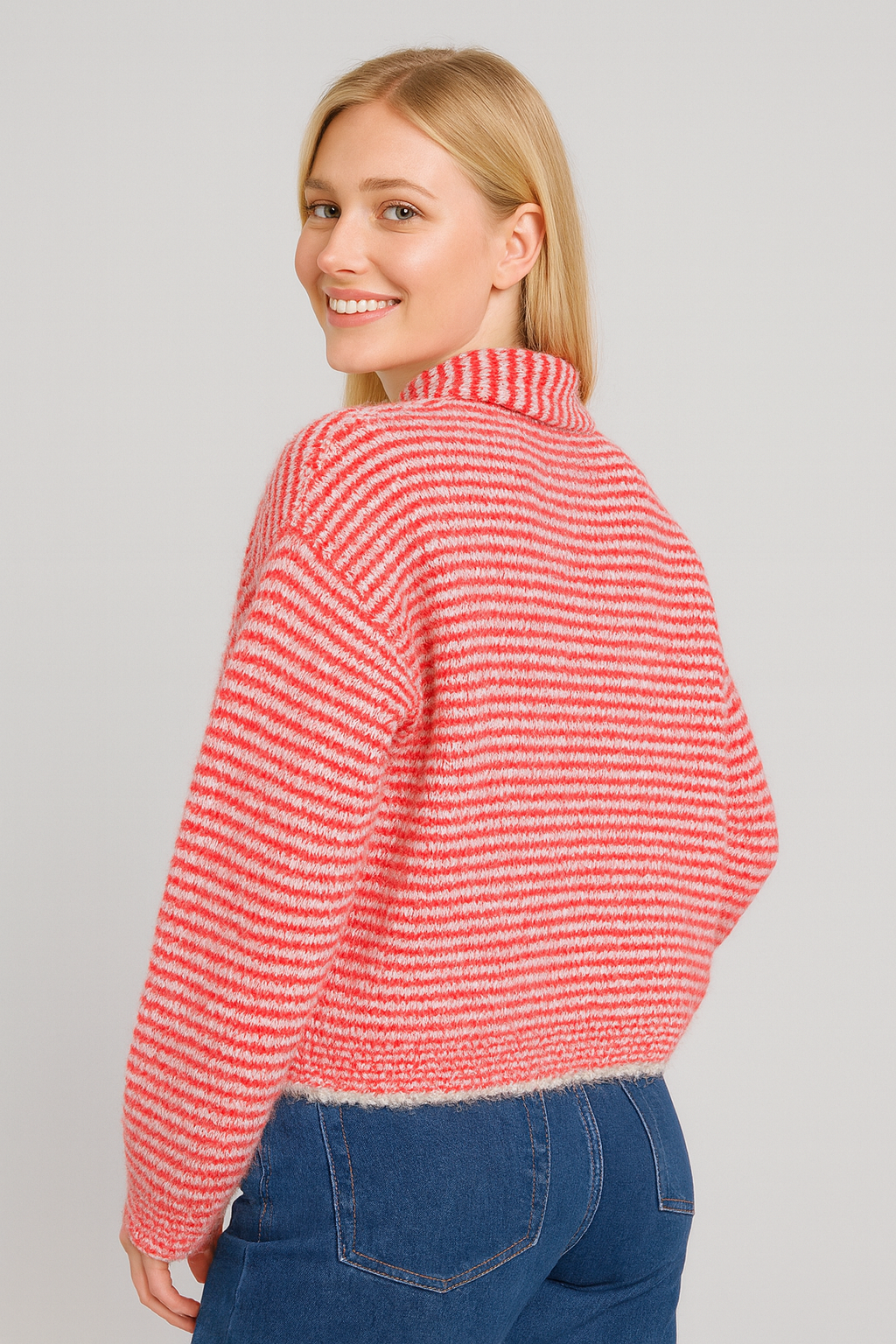 Cocoon-Cardigan mit passendem feinem Schal AP165 Rot
