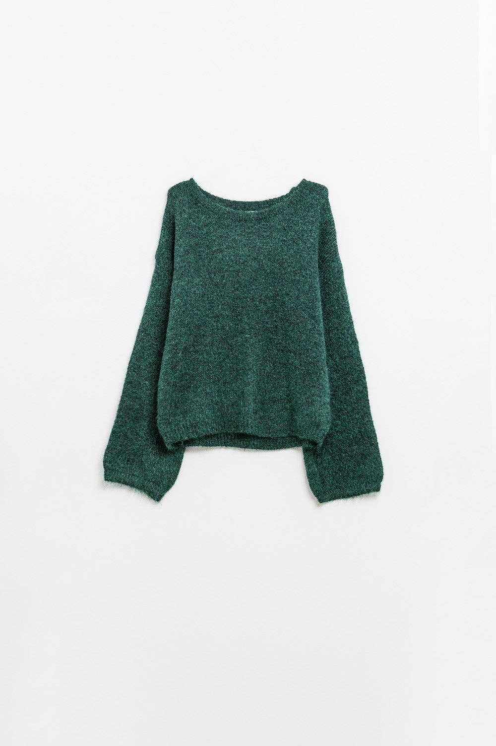 Kuscheliger Pullover mit Ballonärmeln in Smaragdgrün