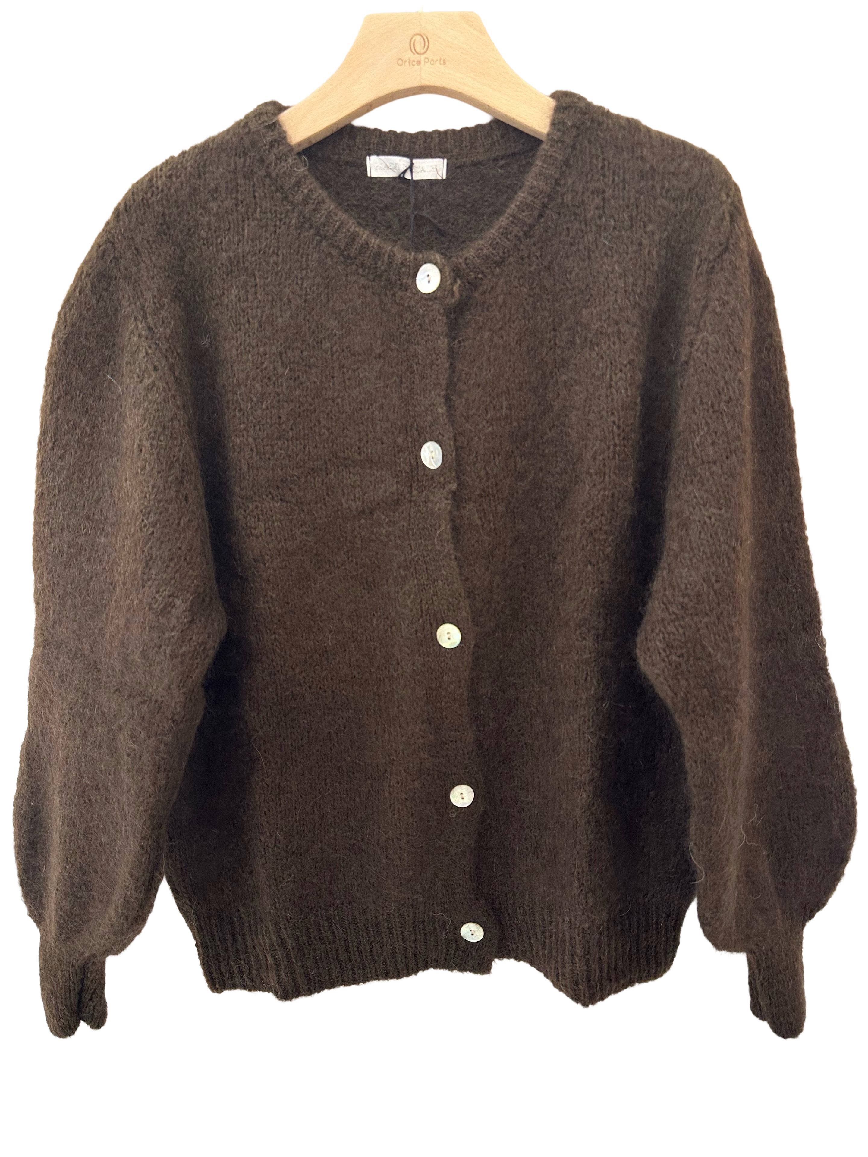 Mohair-Strickjacke mit langen Ärmeln - Orice dunkelbraun