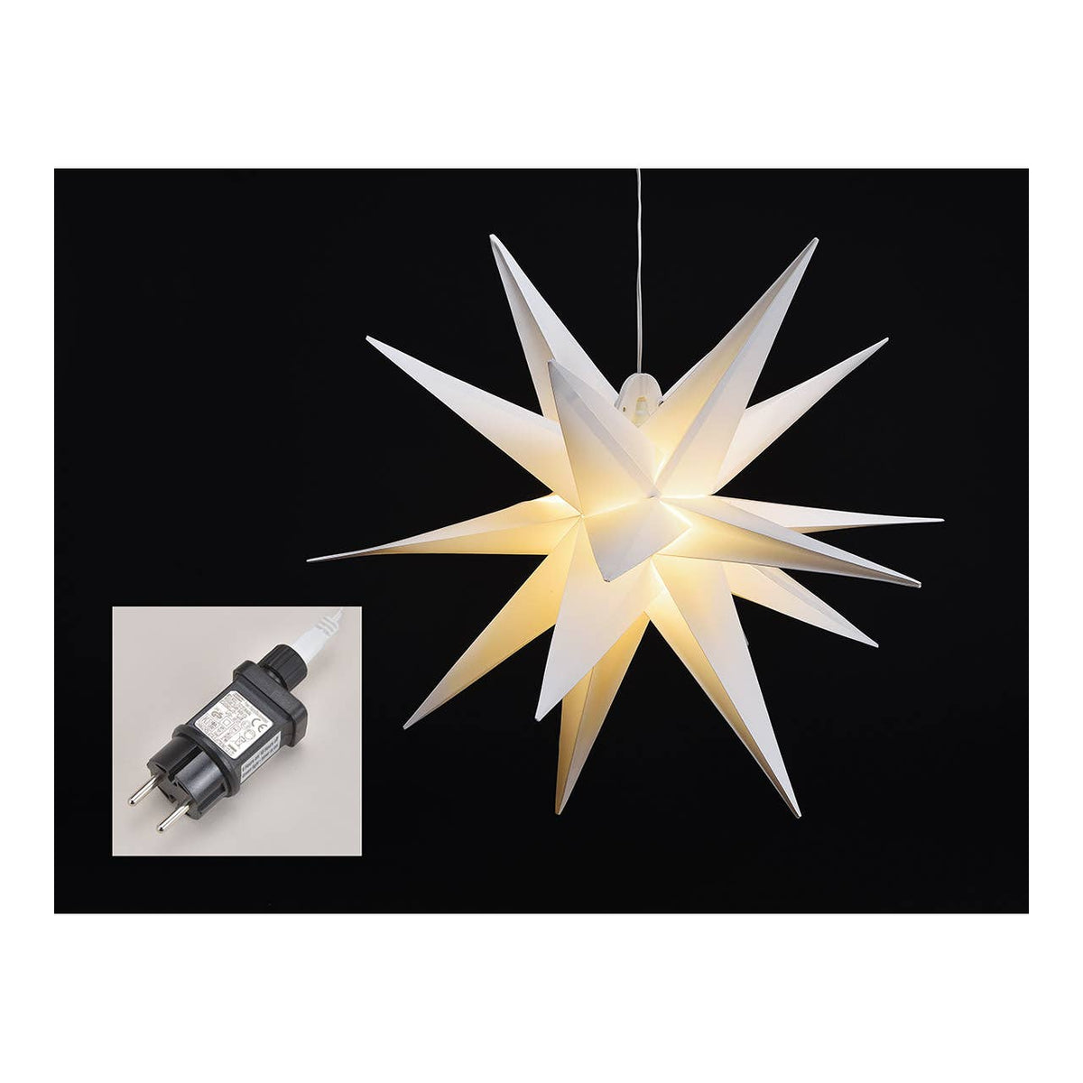 LED Stern, SMD, faltbar, Outdoor, warmweiße SMD LED, mit Timer, IP44 aus Kunststoff Weiß Ø60cm