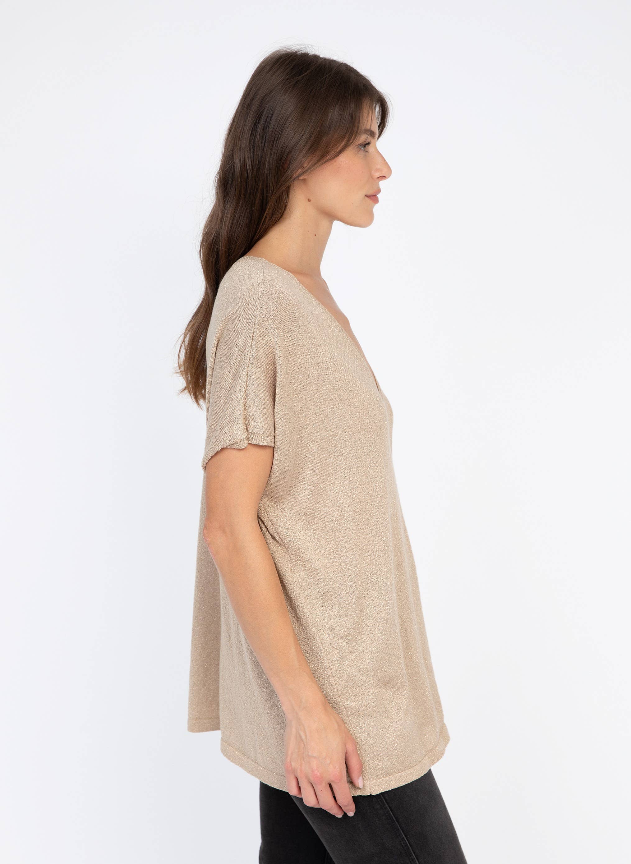Glänzender und weiter Pullover LANDREW sandfarben