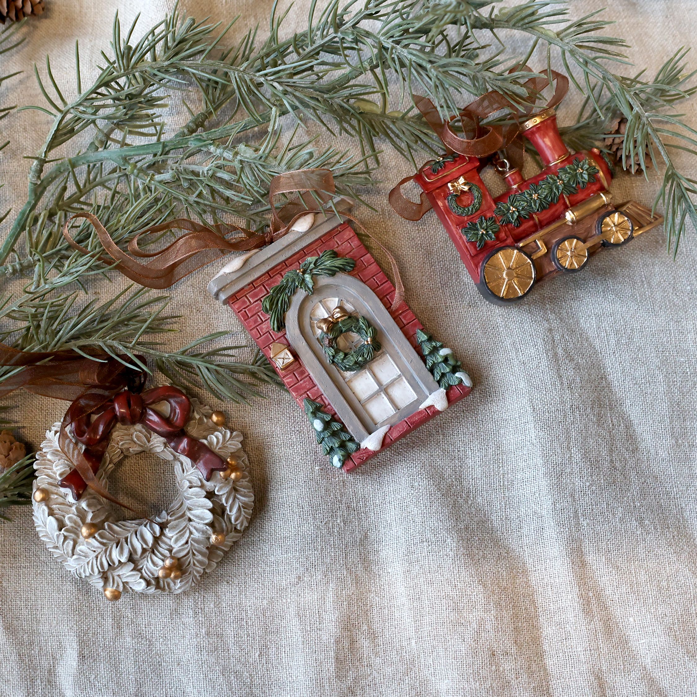 Noël Aufhang Set von 3 Chick Antique