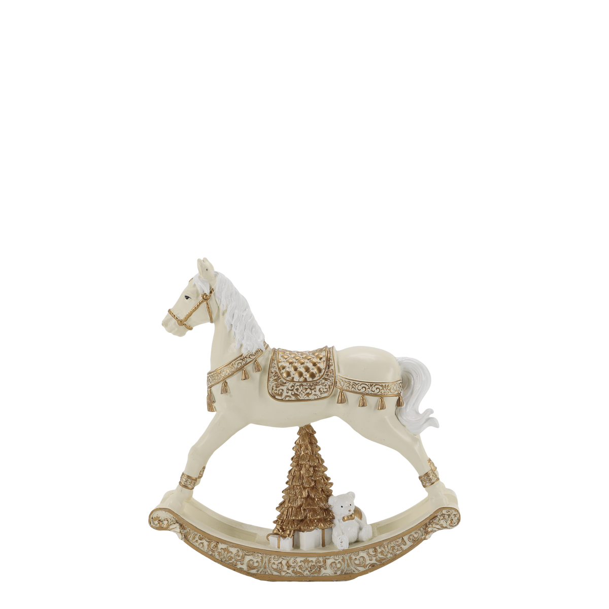 NOEL Weihnachts Schaukelpferd mit Geschenken Chic Antique