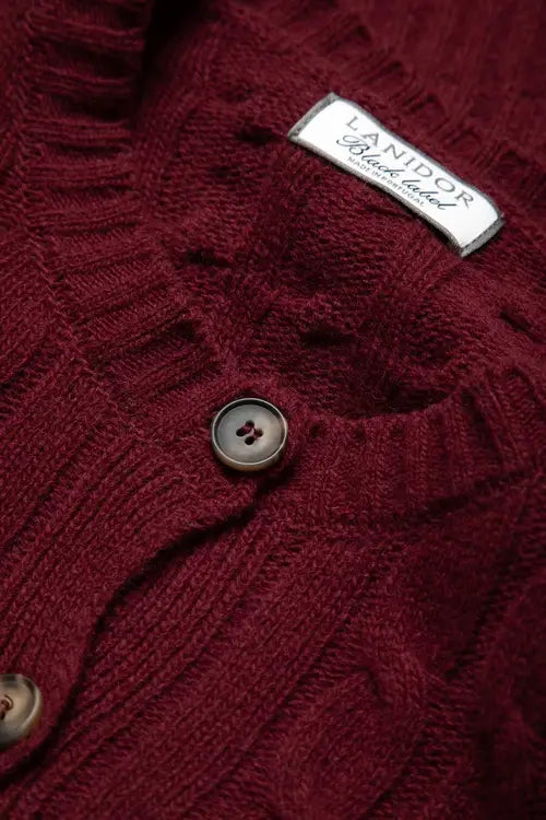 Cardigan mit Zopfmuster bordeaux