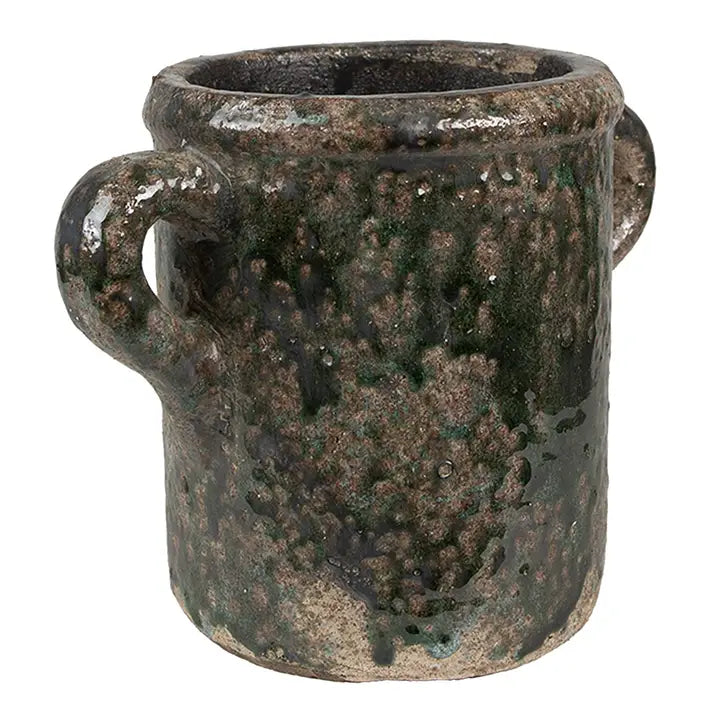 Clayre & Eef Pflanzgefäß aus grünem Terrakotta, 21x15x17cm