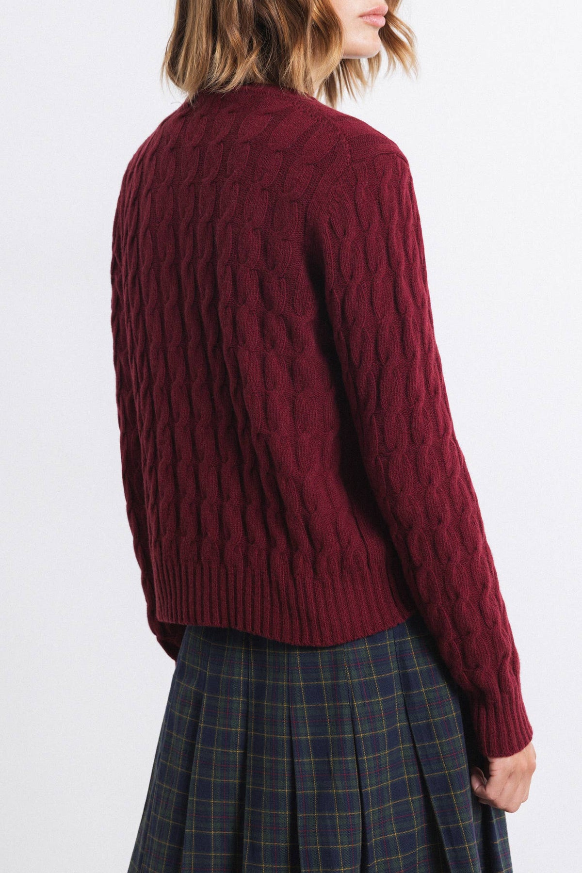 Cardigan mit Zopfmuster bordeaux