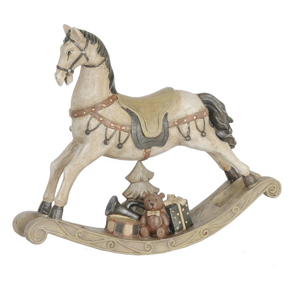 Weihnachtsfigur Pferd aus Kunstharz, 22x5x19 cm, Weiß