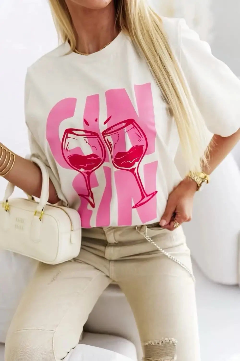 Damen T-Shirt groß bedruckt Cin Cin