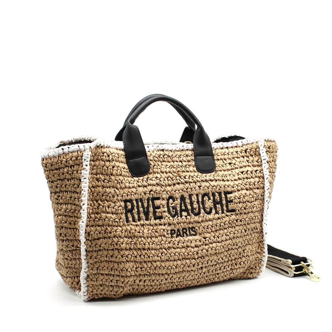 CROCHET RIVE GAUCHE zweifarbige gewebte Tragetasche