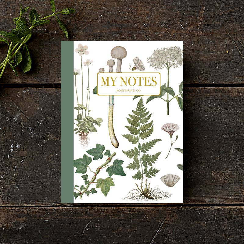 Grünes Blumenmuster - Notizbuch - Hergestellt in Dänemark