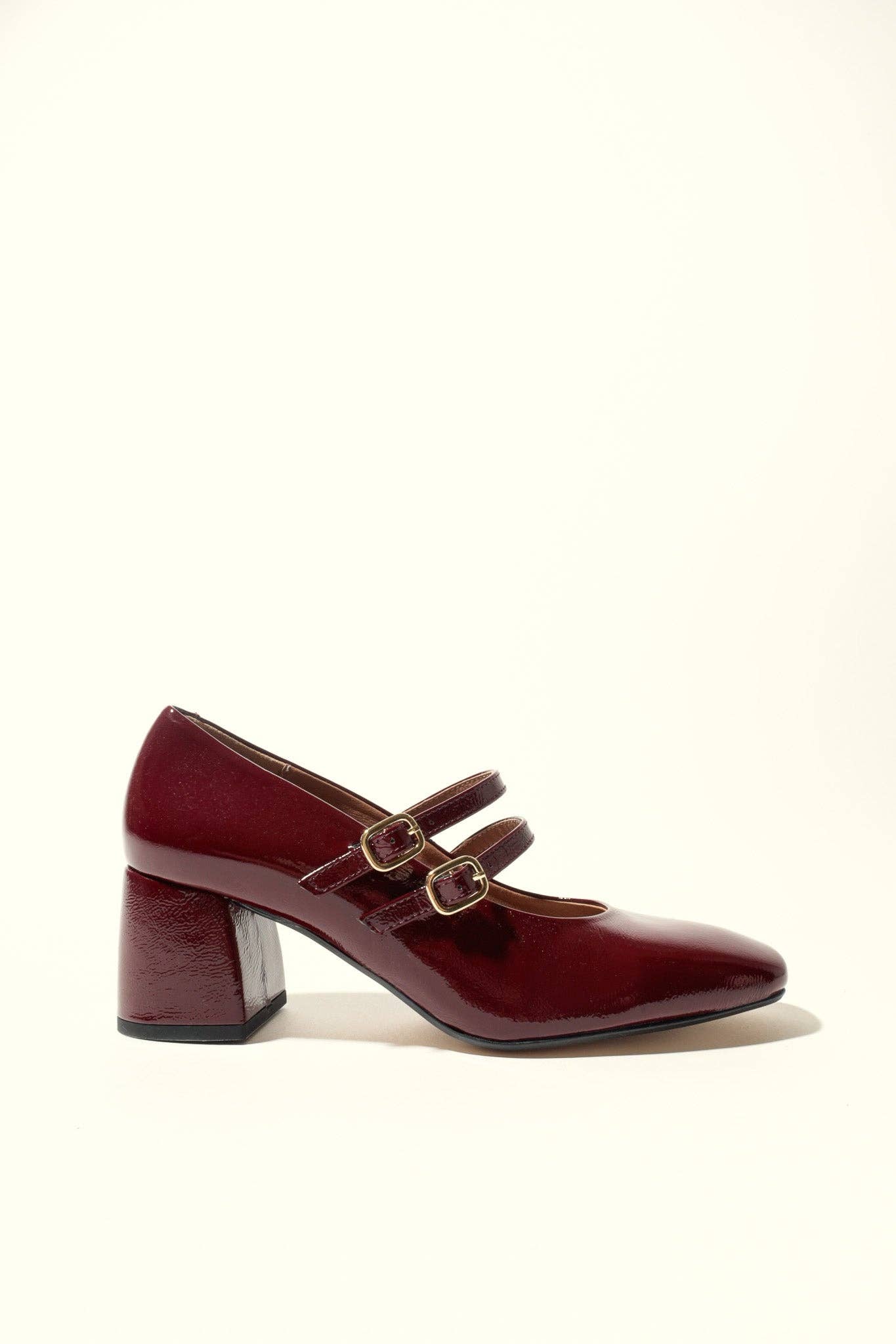 MAITE BURGUNDY – Absatzschuhe mit doppeltem Riemen im Mary-Jane-Stil