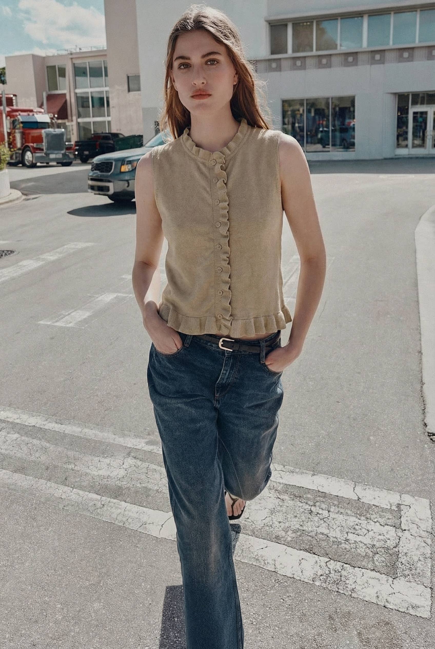 Ärmellose geraffte Weste