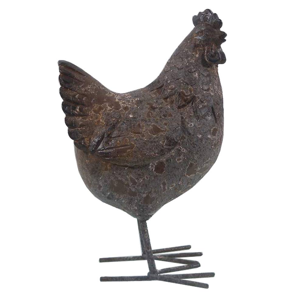 Figur Huhn 13x9x20 cm Grau Polyresin Wohnaccessoires