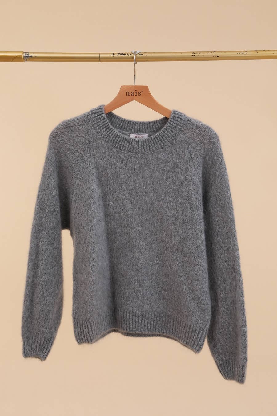 RUNDHALSPULLOVER MIT RAGLANÄRMELN AUS MOHAIR UND WOLLE