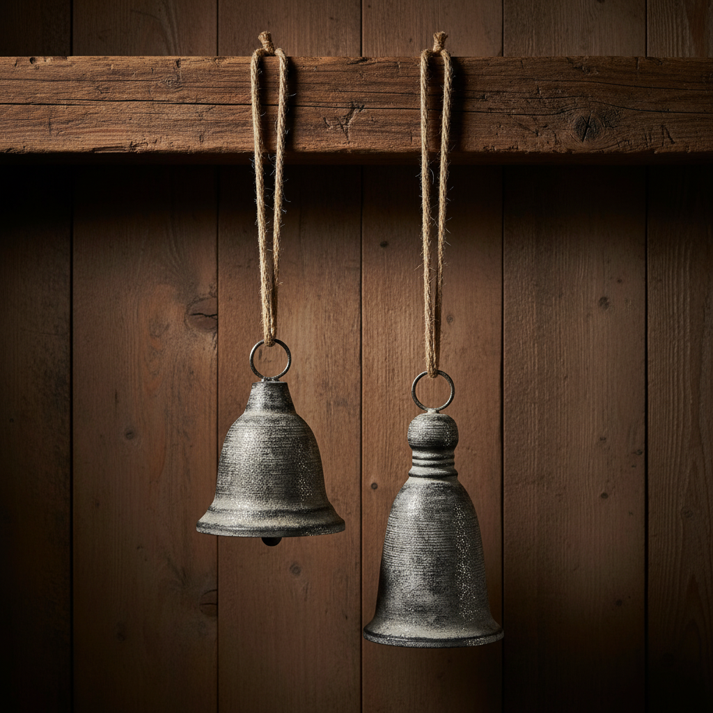 Glocke silber mit brauner Kordel